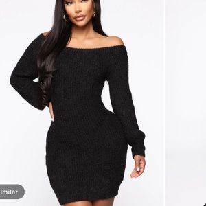 Fuzzy off the shoulder dress